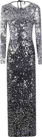 Paco Rabanne Lange jurk in jersey second-skin - Dames - Maxi kleedjes - Grijs - XS - Pailletten - Kleedjes