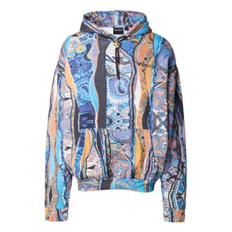 Carlo Colucci Allover Print Hoodie - Heren - Sweatshirts & Hoodies - Blauw - Maat: XS Katoen