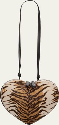 Alaia Le Coeur Tiger-Print Calf Hair Crossbody Bag