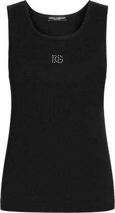 Dolce & Gabbana Tanktop met stras logo - Zwart