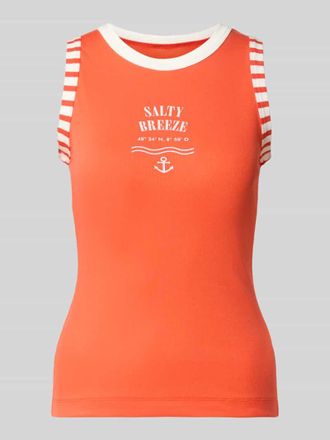 Marc Cain Slim Fit Top mit Statement-Print in Koralle, Gr&ouml;&szlig;e 42