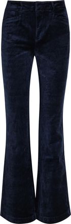 Paige Laurel Slim Flared-leg Velvet Trousers - Navy - 27 (W27 / UK8-10 / S)