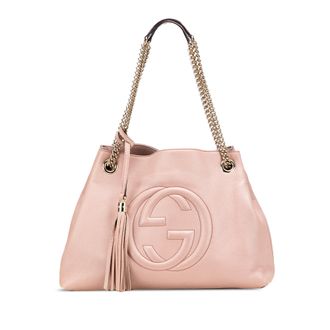 Gucci Pre-owned Womens Soho Chain Embossed Logo Tote - Coral Leather - One Size