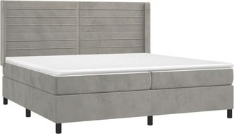 vidaXL Vidaxl - Cama Box Spring Colch&oacute;n Y Led Terciopelo Gris Claro 200x200 Cm