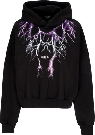 Phobia Archive Lightning Crop Hoodie - Dames - Hoodies - Zwart - L - Katoen - Hoodies & sweatvesten