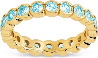 Sterling Forever Sterling Silver Aquamarine Helene Bezel Eternity Band Ring