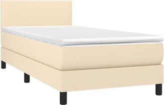 vidaXL Cama Box Spring Con Colch&oacute;n Y Led Tela Crema 100x200 Cm Vidaxl