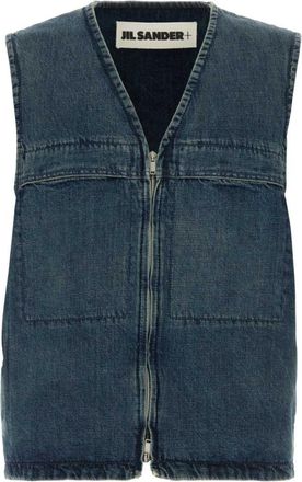 Jil Sander Blue Relaxed Vest Jacket