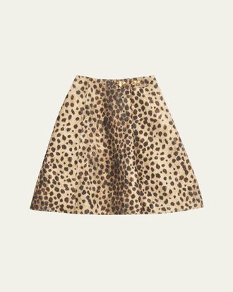 Valentino Garavani Leopard A-Line Wool Skirt