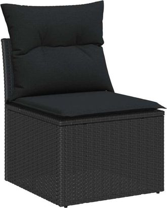 vidaXL Conjunto De Sof&aacute; De Jard&iacute;n 8 Pcs Negro Polirat&aacute;n Vidaxl