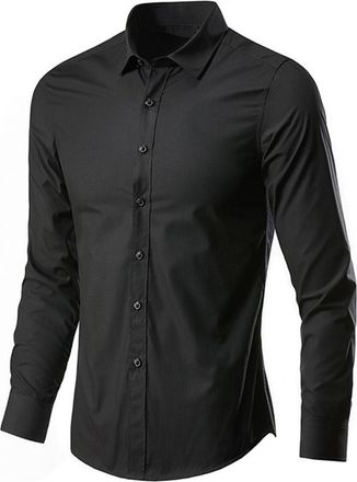 Generic Mens Dress Shirts Business Button Down Shirt Solid Casual Smart Twill Classic Fit Long Sleeve Shirt Versatile Utility Turn Down Daily Office Collar Sl