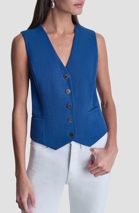 DKNY Arid Cotton Blend Pique Vest in Admiral at Nordstrom, Size Xx-Small