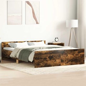 vidaXL Estructura De Cama Con Cabecero Piecero Roble Ahumado 120x190cm Vidaxl