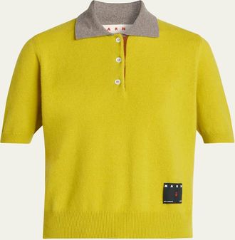 Marni Cashmere Short-Sleeve Polo Sweater