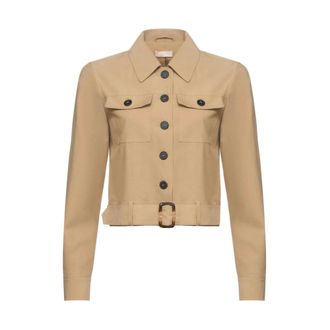 Liu Jo Light Jackets, female, Beige, Size: L Belted Jacket