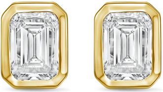 Diana M. Jewels 14Kt Yellow Gold 2.00 cts Lab Grown Emerald Diamond Bezel Studs