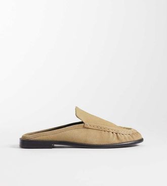 Asos Wide Fit - Mystique - Sabot premium stile mocassino in camoscio color sabbia-Neutro