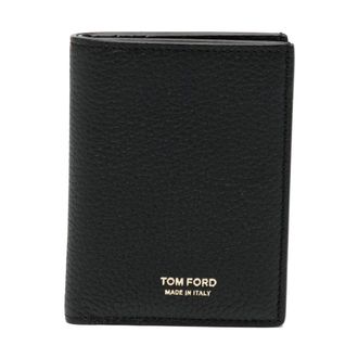 Tom Ford Accessoires, Heren, Zwart, ONE Size, Leer, Logo Print Portemonnee