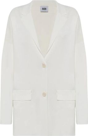 Alpha Studio Viscose jas met twee zakken - Dames - Lange truien - Wit - M - Truien & Vesten