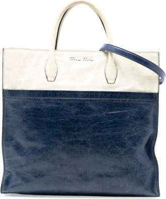 Miu Miu Borsa a tracolla Madras in pelle di capra bicolore 2010 - Blu