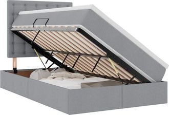 vidaXL Bed with Mattress with LED Light Grey 120 x 190 cm Polyester vidaXL