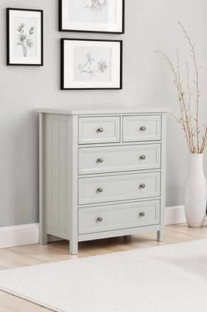 Julian Bowen Maine 5 Drawer Chest (3+2) in Light Grey