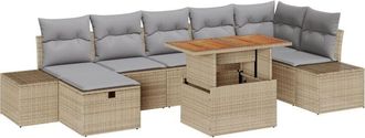 vidaXL Garden Sofa Set with Cushion 8 pcs Beige Poly rattan vidaXL