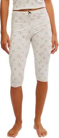 Free People Full Bloom Eyelet Pajama Capri Pants in Ivory at Nordstrom, Size X-Large