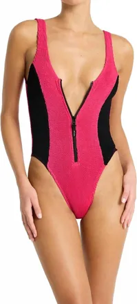 Bond-Eye Splice Mara One Piece Swimsuit In Raspberry/black