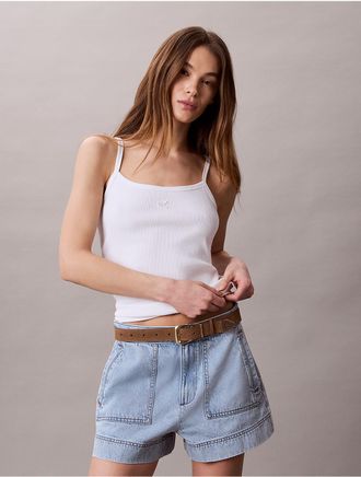 Calvin Klein Jeans Calvin Klein Womens Monogram Ribbed Tank Top - Open White - XL