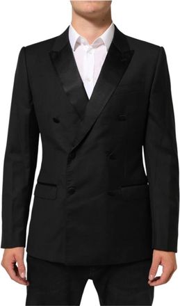 Dolce & Gabbana Martini Double-Breasted Suit Blazer - Heren - Blazers - Zwart - M - Leer - Jassen