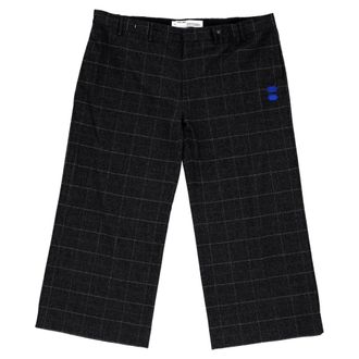Off-white Checkered Wide Leg Trousers in Black Wool
