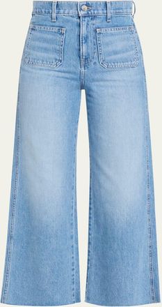 Veronica Beard Taylor Cropped High-Rise Wide Jeans