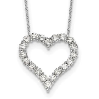 Diamond2Deal 14k Gold 2 Ct Lab Grown Diamond Open Heart Pendant Necklace 18
