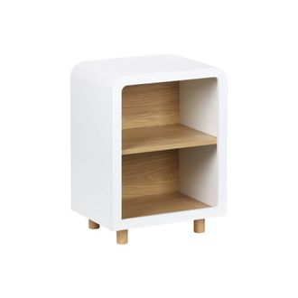 Sweeek Mesita de noche efecto madera, 2 nichos, blanco