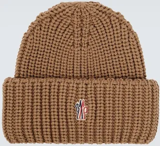Moncler Logo ribbed-knit virgin wool beanie
