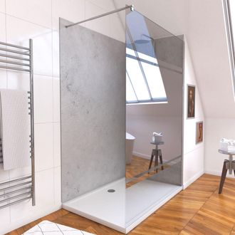 Aurlane Paneles Light Grey 90+120x210 - Plato 120x90 - Mampara Espejo 120x200 + Barra