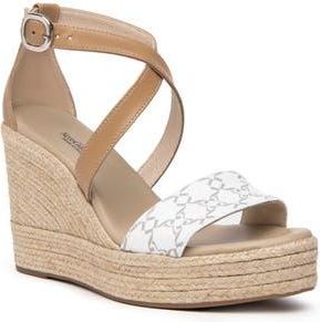 Nero Giardini Logo Espadrille Wedge Sandal in Natural/White at Nordstrom Rack, Size 7Us / 37Eu
