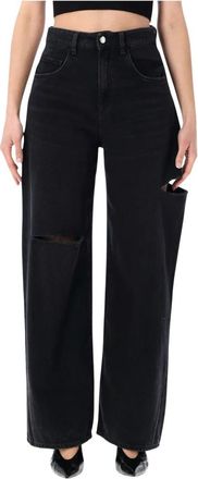 Icon Denim Los Angeles Wide Jeans - Dames - Loose Fit Jeans - Zwart - W28 - Denim - Jeans