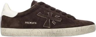 Premiata Bruine Su&egrave;de Kruispatroon Sneakers - Heren - Sneakers - Bruin - 41 EU - Su&egrave;de - Schoenen
