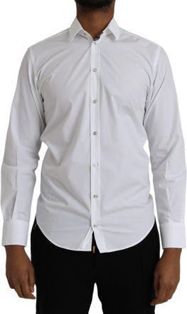 Dolce & Gabbana White Cotton Long Sleeve Dress MARTINI Mens Shirt