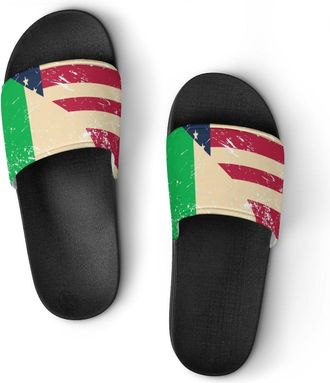 Generic U.S. And Italy Vintage Flag Unisex Beach Slippers & Pool Slides Anti-Slip House Shoes for Home Outdoor