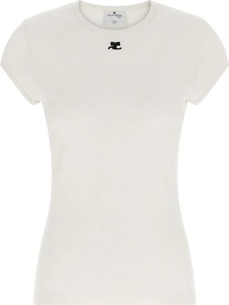 Courr&egrave;ges T-shirt girocollo con logo ricamato - Toni neutri