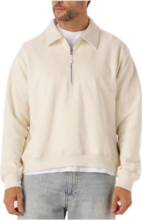 Woodbird Zip Polo Sweater voor Heren - Heren - Vesten met rits - Beige - M - Katoen - Hoodies & sweatvesten