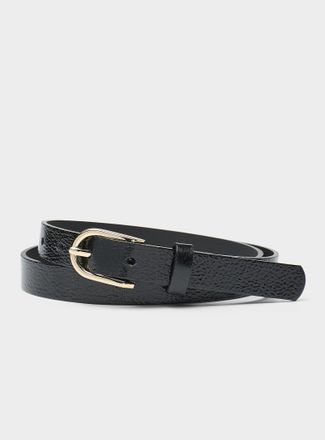 Simons Womens Shiny textured leather thin belt