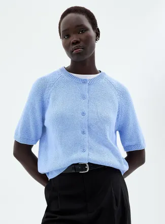 Contemporaine Womens Short raglan-sleeve shaker-rib Cardigan Sweater