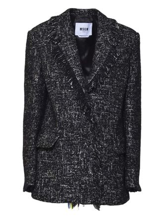 Msgm Black Fringed Edge Blazer