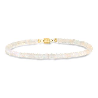 Ross-Simons 3.5-4mm Opal Bead Bracelet With 14kt Yellow Gold Magnetic Clasp