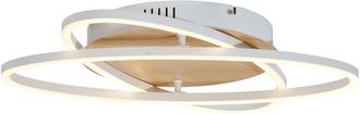 QAZQA Lampada da soffitto kane - Moderno - Plastico,Alluminio,Acciaio - Bianco/Legno - Tondo/Alltri (non sostituibile) led Max. 2 x 28 Watt - Qazqa