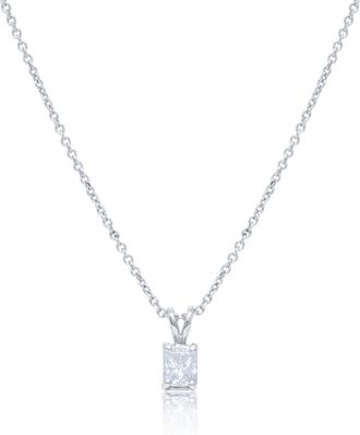 Diana M. Jewels 14kt white gold solitaire diamond pendant featuring 0.46 ct emerald cut diamond